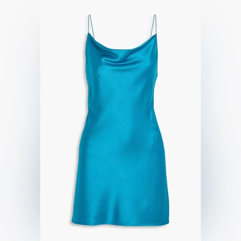 Alice + Olivia Ocean Blue Harmony Satin Slip Dress. NWT. Size 0.